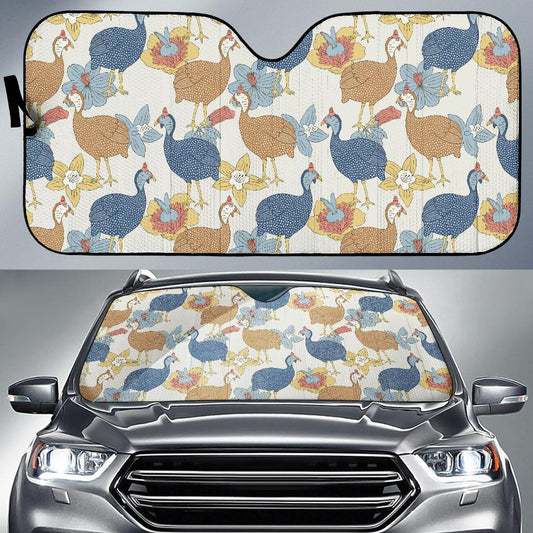 Guinea Fowl Pattern Print Design 01 Car Sun Shade-JORJUNE.COM