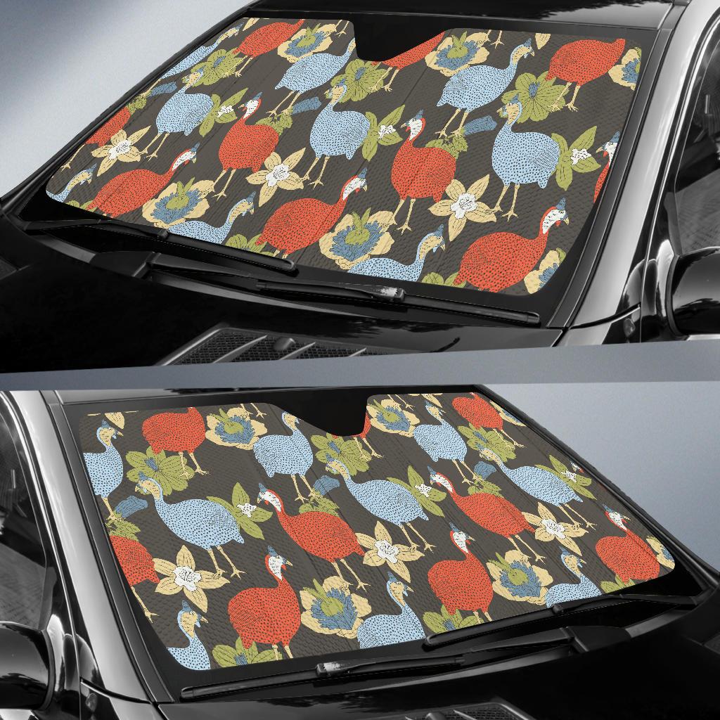 Guinea Fowl Pattern Print Design 02 Car Sun Shade-JORJUNE.COM