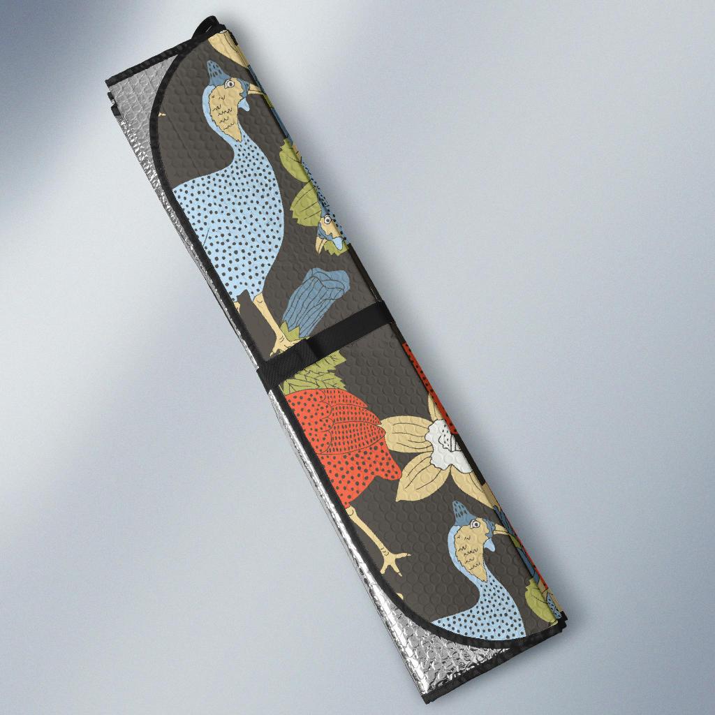 Guinea Fowl Pattern Print Design 02 Car Sun Shade-JORJUNE.COM