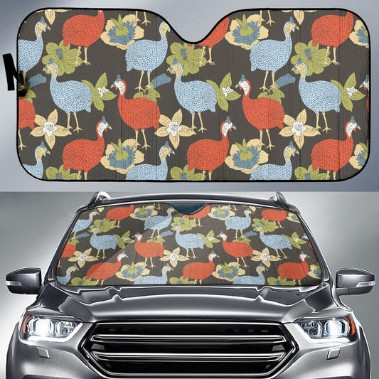 Guinea Fowl Pattern Print Design 02 Car Sun Shade-JORJUNE.COM