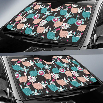 Guinea Fowl Pattern Print Design 03 Car Sun Shade-JORJUNE.COM