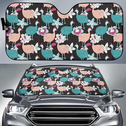 Guinea Fowl Pattern Print Design 03 Car Sun Shade-JORJUNE.COM