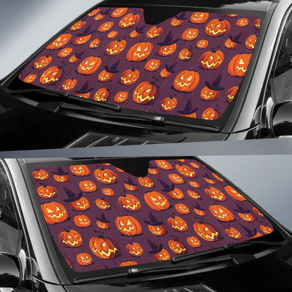 Halloween Pumpkin Pattern Print Design 03 Car Sun Shade-JORJUNE.COM