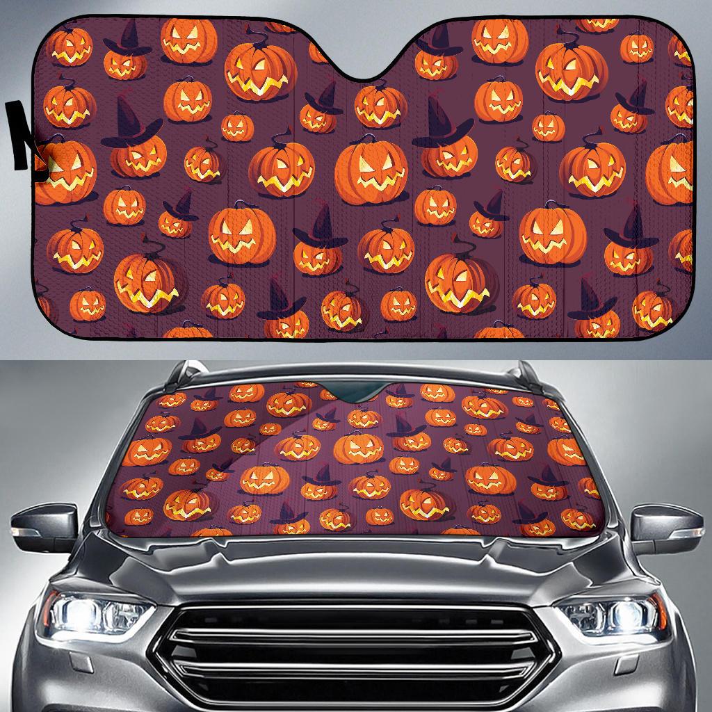 Halloween Pumpkin Pattern Print Design 03 Car Sun Shade-JORJUNE.COM