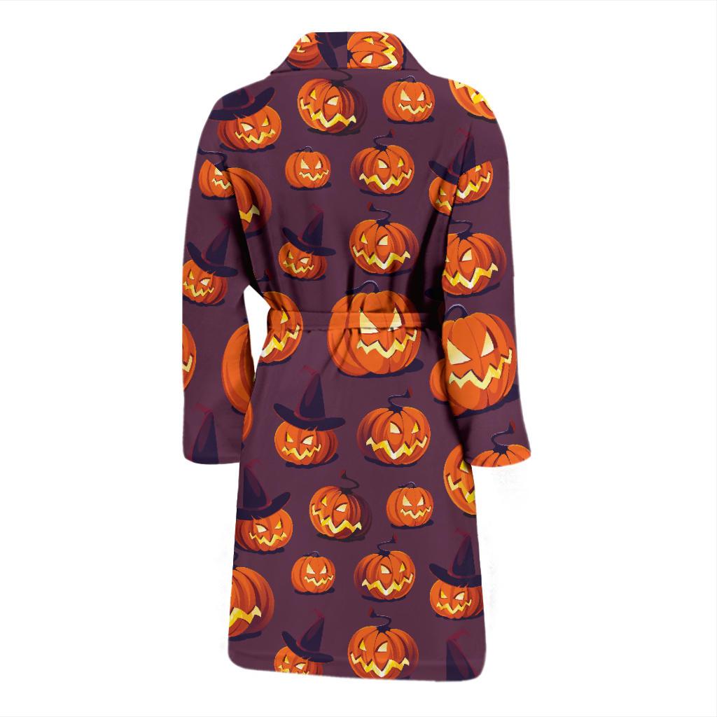 Halloween Pumpkin Pattern Print Design 03 Men Bathrobe-JORJUNE.COM