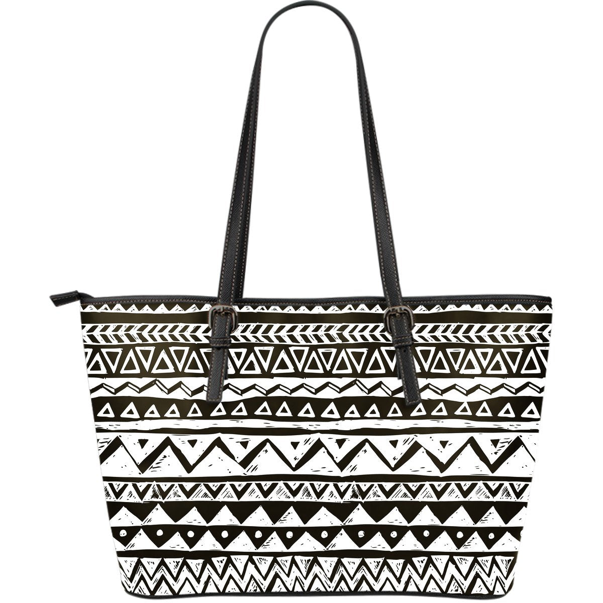 Hand draw Tribal Aztec Large Leather Tote Bag