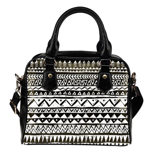 Hand draw Tribal Aztec Leather Shoulder Handbag