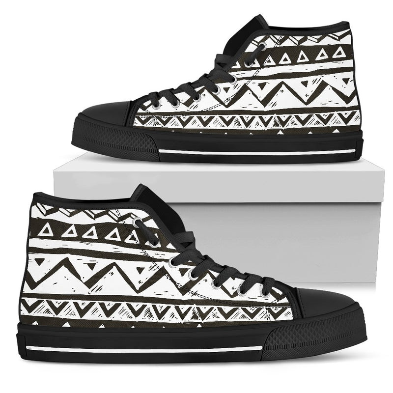 Hand draw Tribal Aztec Men High Top Shoes