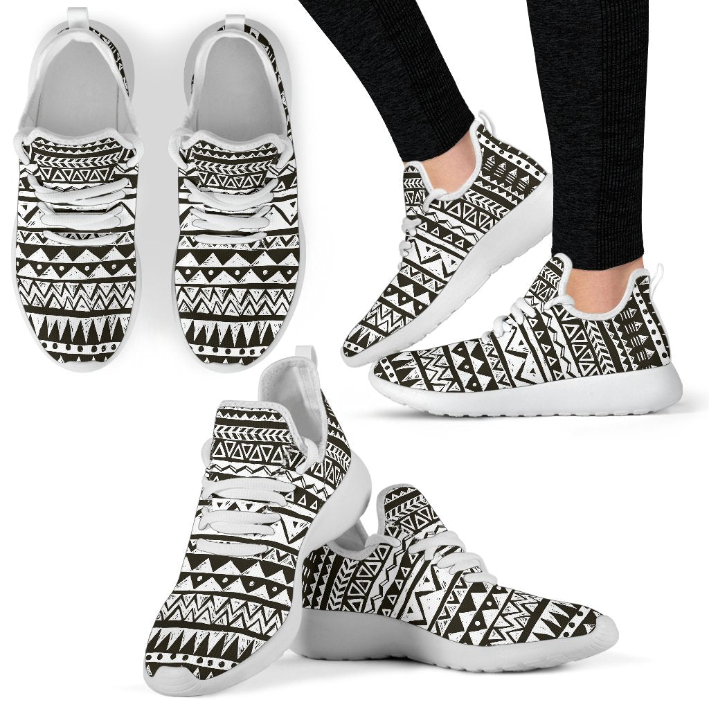 Hand Draw Tribal Aztec Mesh Knit Sneakers Shoes