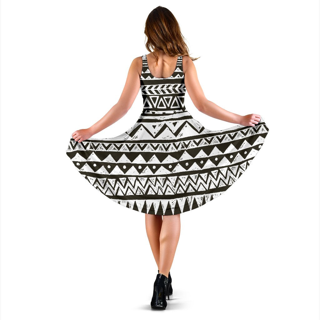 Hand draw Tribal Aztec Sleeveless Mini Dress