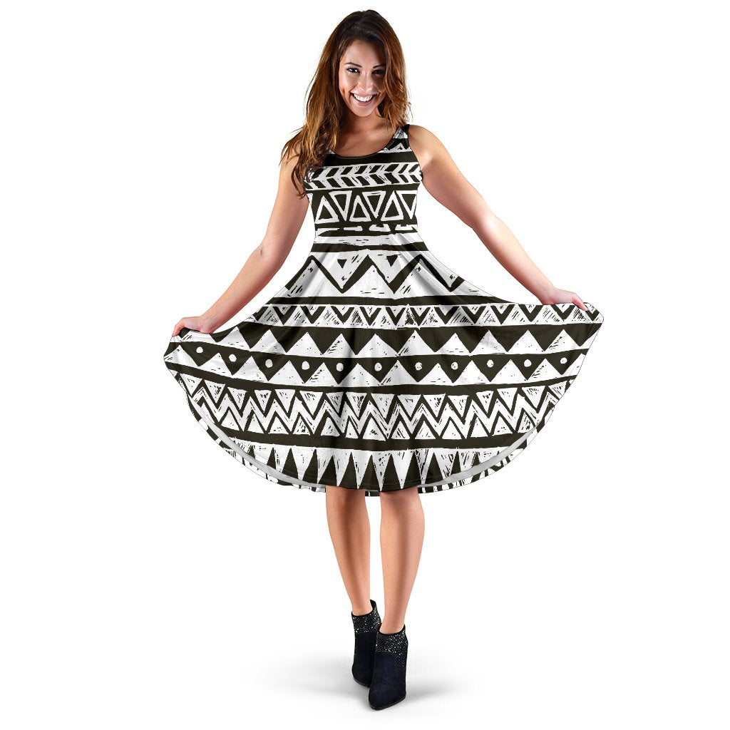 Hand draw Tribal Aztec Sleeveless Mini Dress