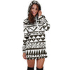 Hand draw Tribal Aztec Women Hoodie Dress