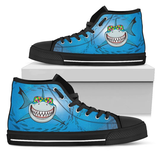 Happy Shark Women High Top Canvas Shoes