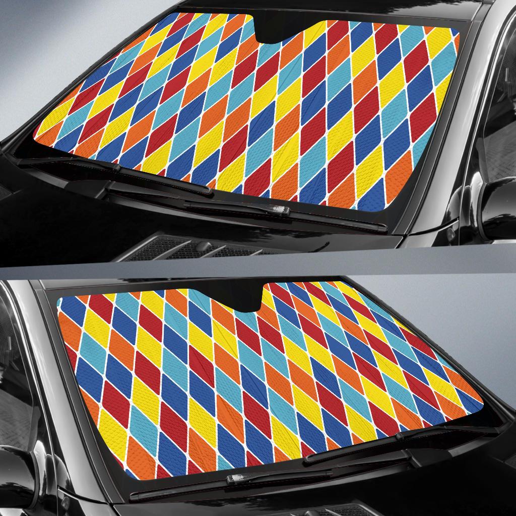 Harlequin Pattern Print Design 01 Car Sun Shade-JORJUNE.COM