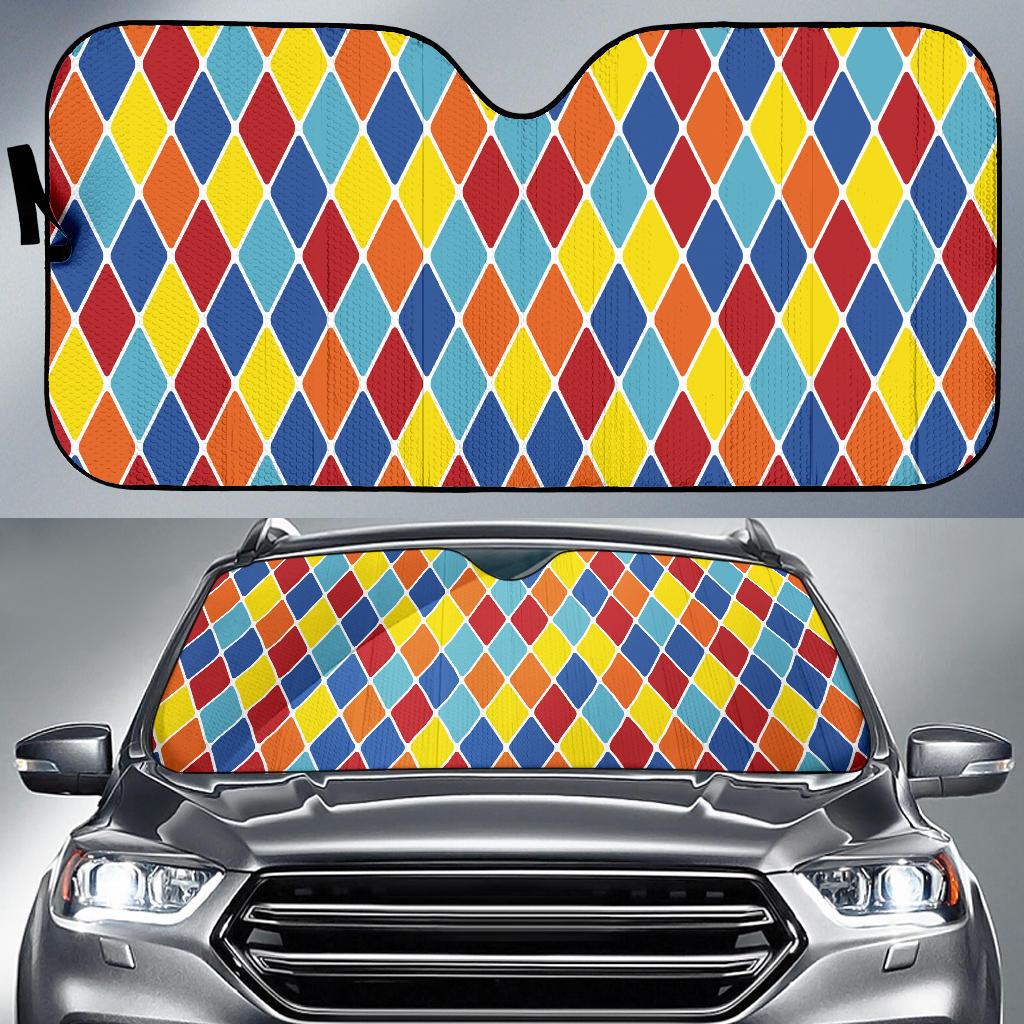Harlequin Pattern Print Design 01 Car Sun Shade-JORJUNE.COM