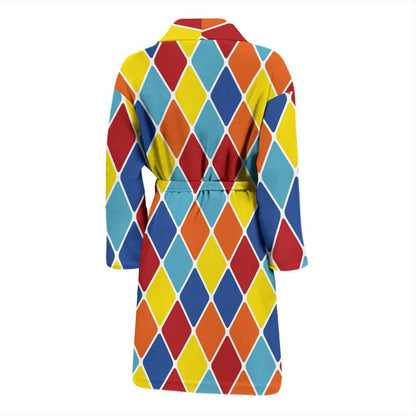 Harlequin Pattern Print Design 01 Men Bathrobe-JORJUNE.COM