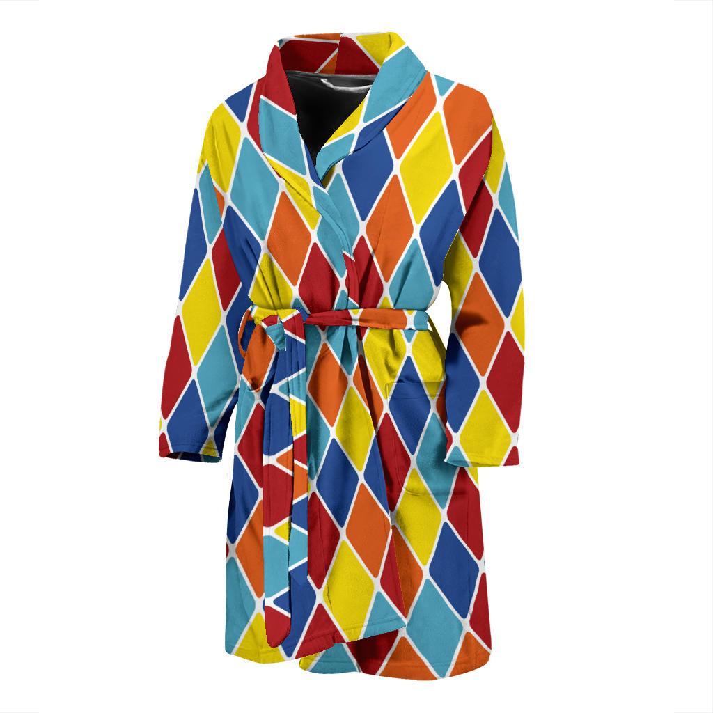 Harlequin Pattern Print Design 01 Men Bathrobe-JORJUNE.COM