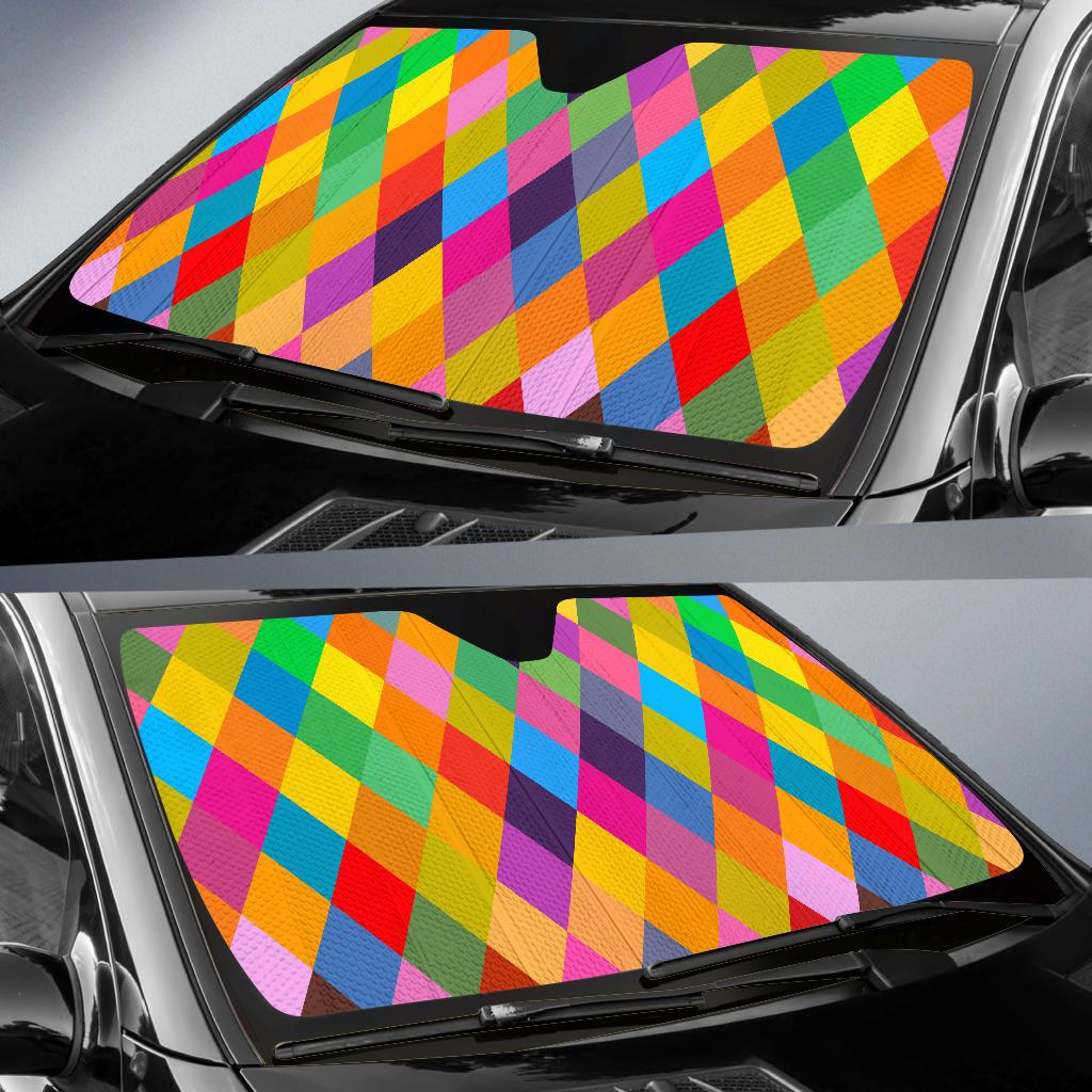 Harlequin Pattern Print Design 02 Car Sun Shade-JORJUNE.COM