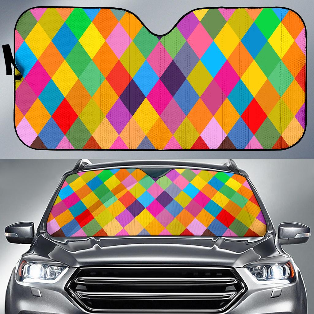 Harlequin Pattern Print Design 02 Car Sun Shade-JORJUNE.COM