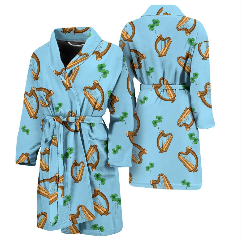 Harp Pattern Print Design 01 Men Bathrobe-JORJUNE.COM