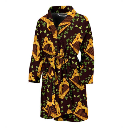 Harp Pattern Print Design 02 Men Bathrobe-JORJUNE.COM
