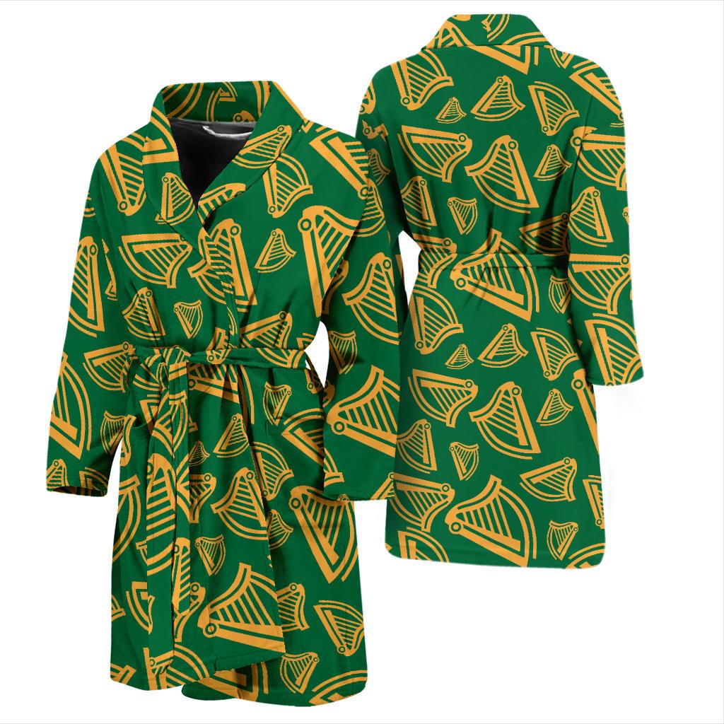 Harp Pattern Print Design 03 Men Bathrobe-JORJUNE.COM