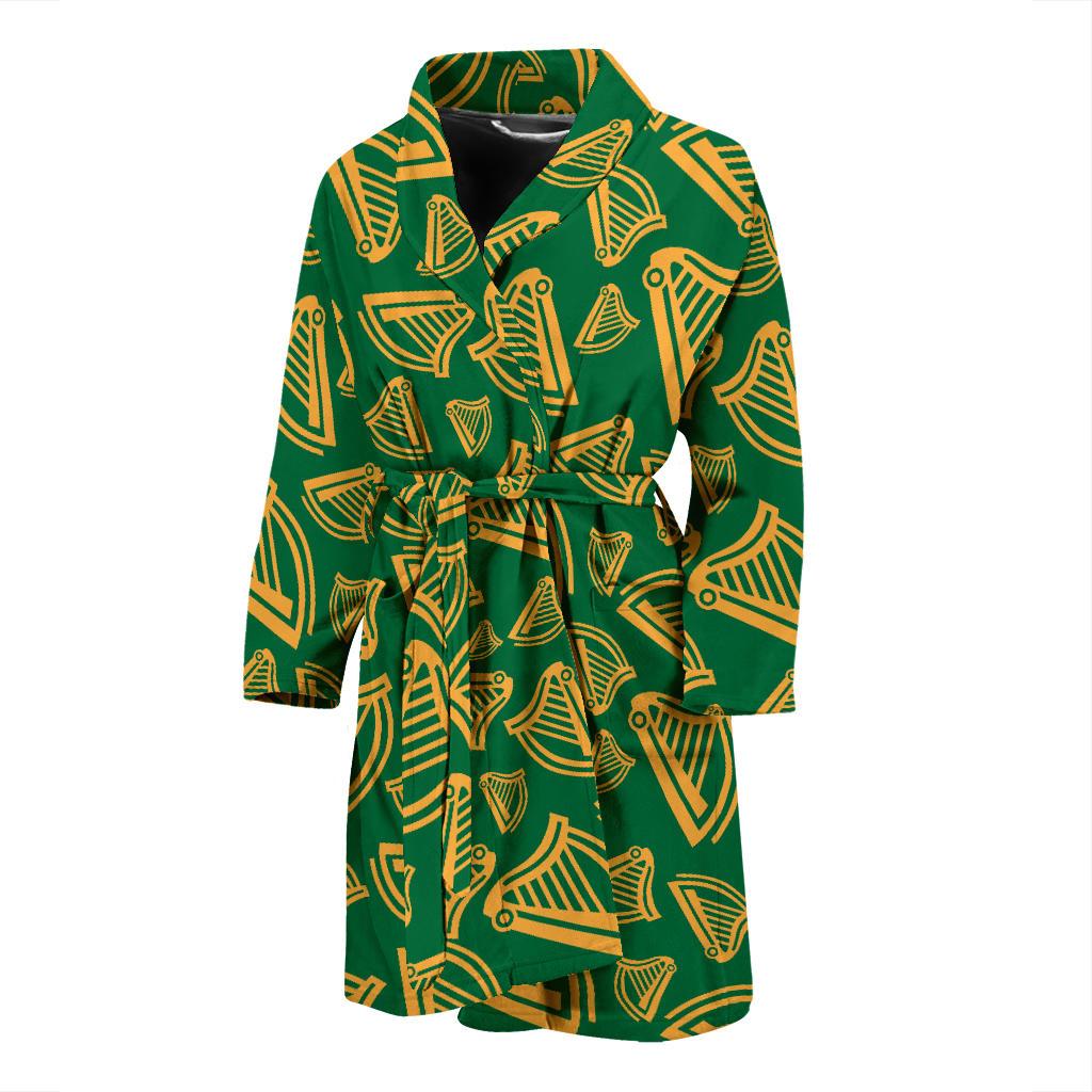 Harp Pattern Print Design 03 Men Bathrobe-JORJUNE.COM