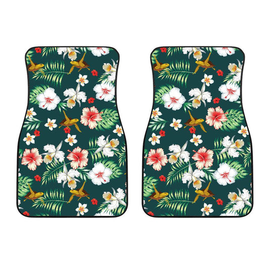Hawaiian Flower Design with SeaTurtle Print Car Floor Mats-JorJune