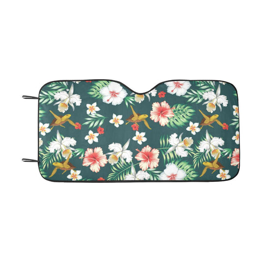 Hawaiian Flower Design with SeaTurtle Print Car Sun Shade-JorJune