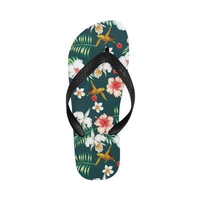 Hawaiian Flower Design with SeaTurtle Print Flip Flops-JorJune