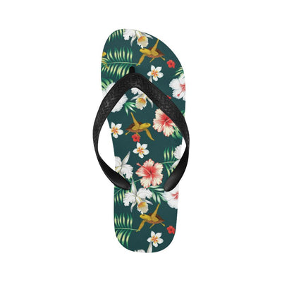 Hawaiian Flower Design with SeaTurtle Print Flip Flops-JorJune