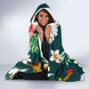 Hawaiian Flower Design with SeaTurtle Print Hooded Blanket-JORJUNE.COM