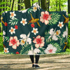 Hawaiian Flower Design with SeaTurtle Print Hooded Blanket-JORJUNE.COM