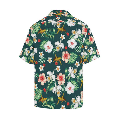 Hawaiian Flower Design with SeaTurtle Print Men Hawaiian Shirt-JorJune