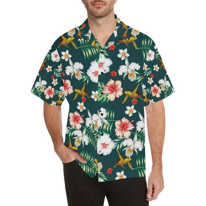 Hawaiian Flower Design with SeaTurtle Print Men Hawaiian Shirt-JorJune