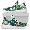Hawaiian Flower Design with SeaTurtle Print Mesh Knit Sneakers Shoes