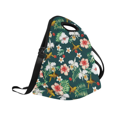 Hawaiian Flower Design with SeaTurtle Print Neoprene Lunch Bag-JorJune