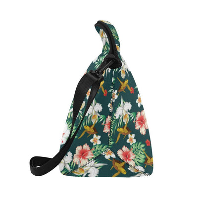 Hawaiian Flower Design with SeaTurtle Print Neoprene Lunch Bag-JorJune