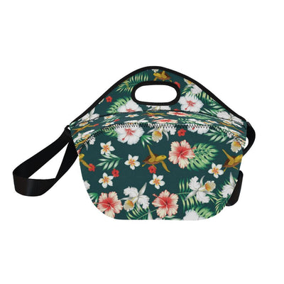 Hawaiian Flower Design with SeaTurtle Print Neoprene Lunch Bag-JorJune