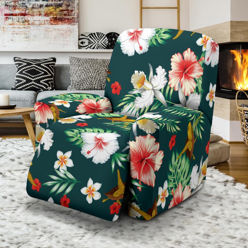 Hawaiian Flower Design with SeaTurtle Print Recliner Slipcover-JORJUNE.COM