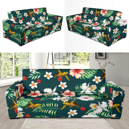 Hawaiian Flower Design with SeaTurtle Print Sofa Slipcover-JORJUNE.COM