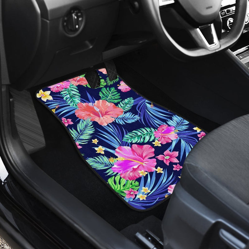 Hawaiian Tropical Hibiscus Neon Car Floor Mats