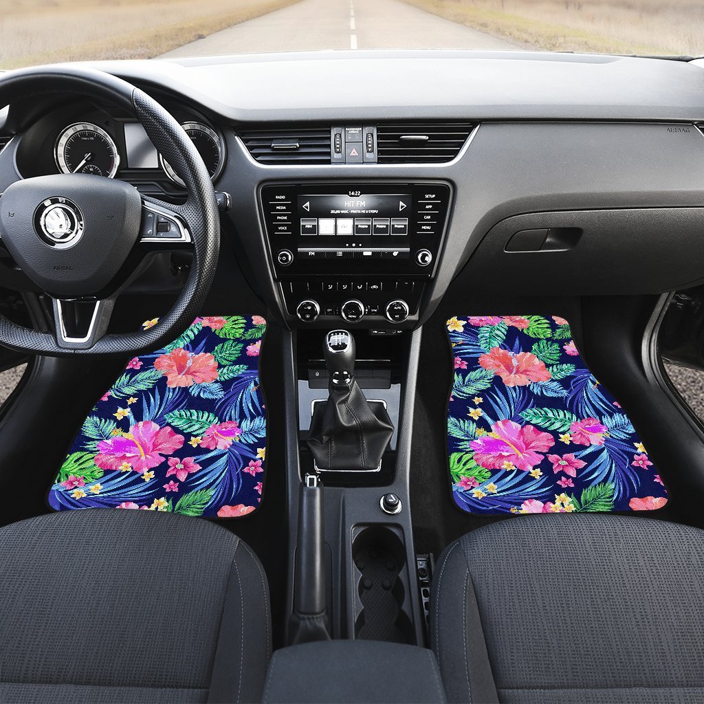 Hawaiian Tropical Hibiscus Neon Car Floor Mats