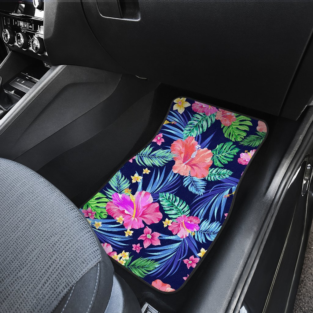 Hawaiian Tropical Hibiscus Neon Car Floor Mats