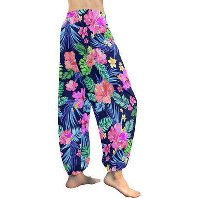 Hawaiian Tropical Hibiscus Neon Harem Pants