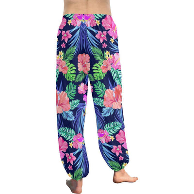 Hawaiian Tropical Hibiscus Neon Harem Pants