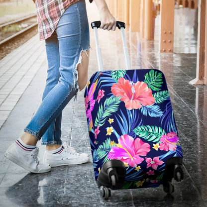Hawaiian Tropical Hibiscus Neon Luggage Cover Protector