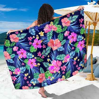Hawaiian Tropical Hibiscus Neon Beach Sarong Pareo Wrap