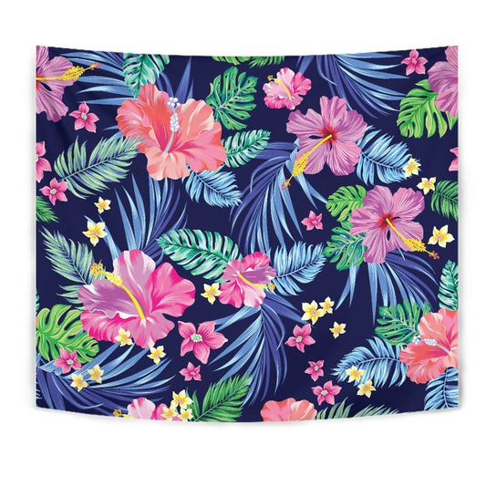 Hawaiian Tropical Hibiscus Neon Wall Tapestry