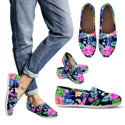 Hawaiian Flower Hibiscus Neon Women Casual Shoes-JorJune.com
